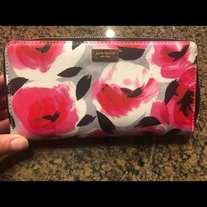 kate spade zip around wallet - floral watercolor